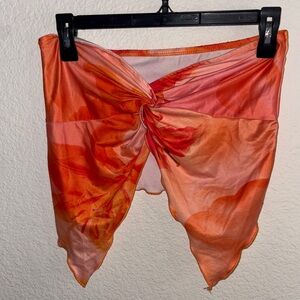 SHEIN Orange and Red Twist Front Top